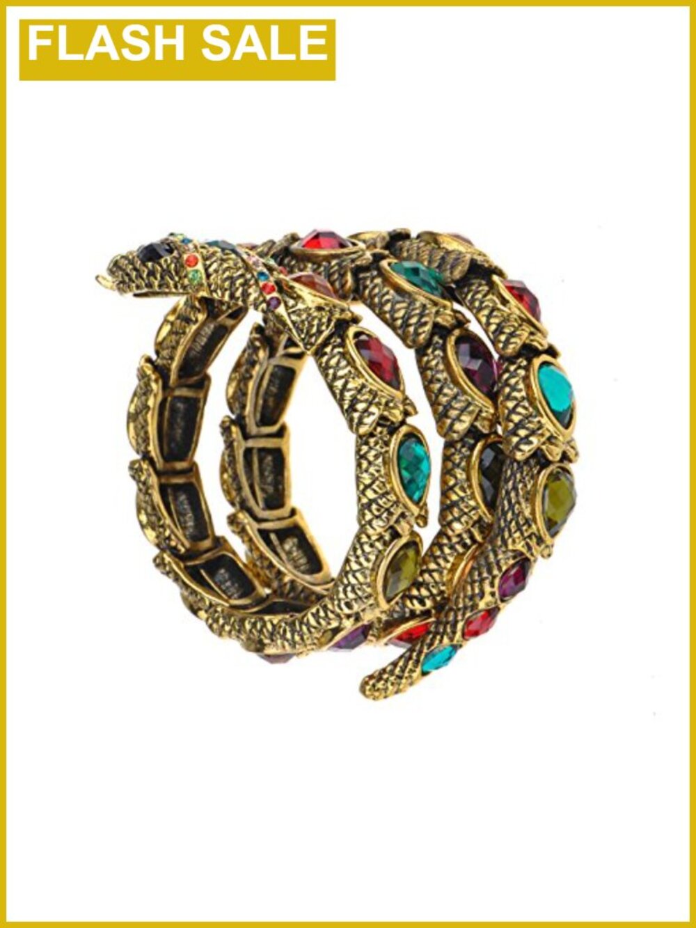Snake Rhinestone Cuff Wrap Bangle Bracelet, Exotic Egyptian Jewelry for Women